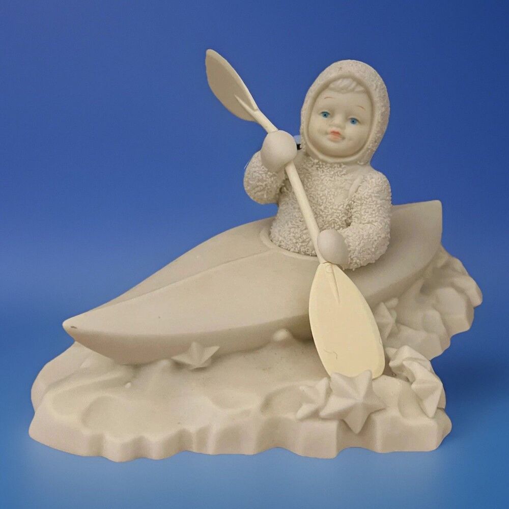 Retired Dept 56 Snowbabies "Crossing Starry Skies" Kayak Canoe #68349 w/box